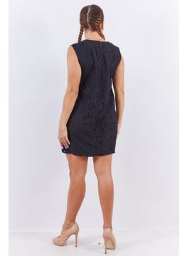 French Connection Women Textured Lace Shift Casual Dress, Black  - Image 3
