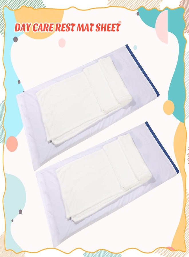 Lounsweer 10 Pcs Daycare Nap Mat Sheet 24 x 52 Day Care Rest Mat Cover Fitted Polyester Baby Pillowcase Style Sheets for Boy Girl Classroom Nursery Kindergarten Kid Sleeping, White - Image 5