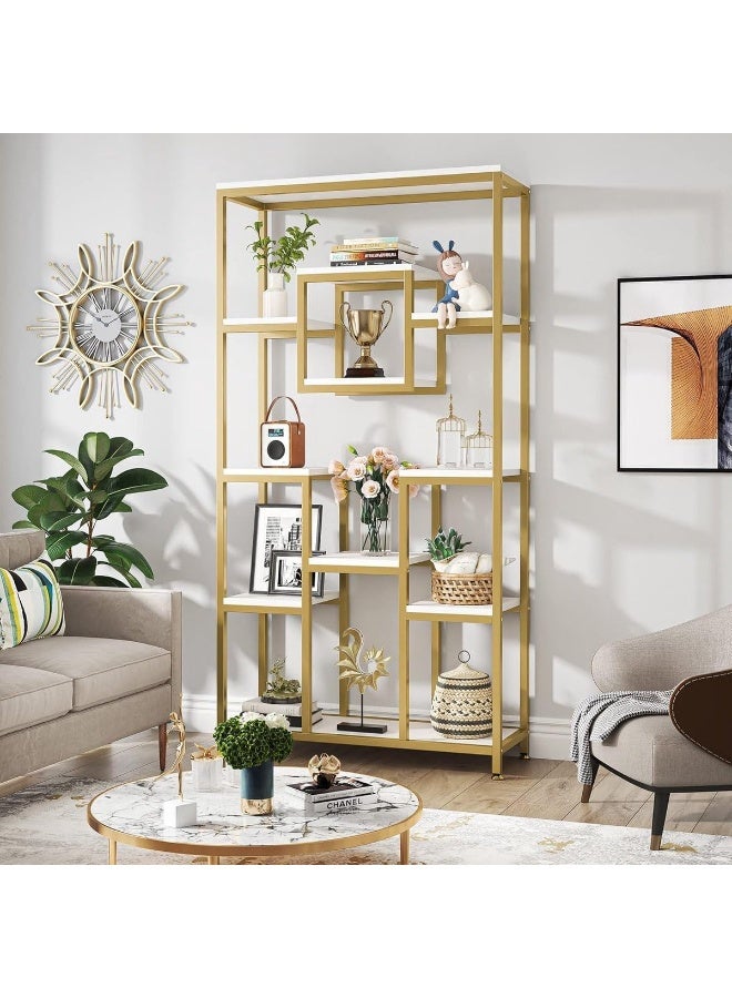 YINZUO YINZUO Marble Shelf with Metal Frame 7 Modern Designs, Space-Saving Wall-Mounted Display for Home Office, Bathroom, or Living Room Adjustable & Easy Install (Design 3)  - Image 1
