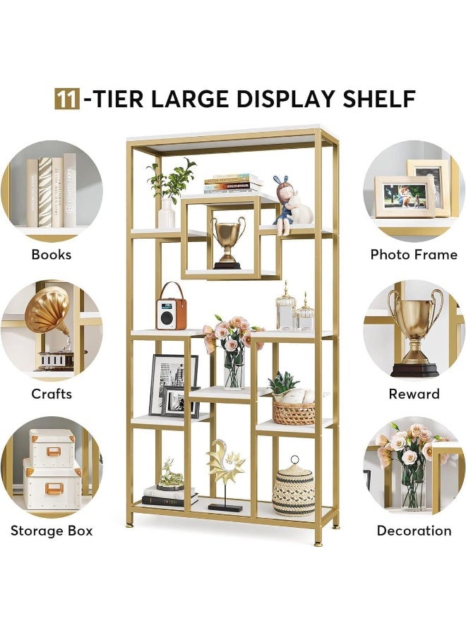 YINZUO YINZUO Marble Shelf with Metal Frame 7 Modern Designs, Space-Saving Wall-Mounted Display for Home Office, Bathroom, or Living Room Adjustable & Easy Install (Design 3)  - Image 5