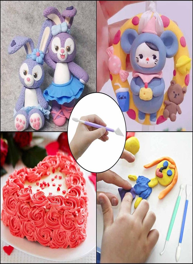 yuntop 8 Pieces Plastic Clay Modeling Tools Set Ceramic Tool Kit for Sculpting Plastic Polymer Clay Shaping Tool for Kids Double-Head Suitable for DIY Crafts Cake Carving Decorating (Assorted Colors) - Image 2