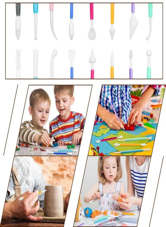 yuntop 8 Pieces Plastic Clay Modeling Tools Set Ceramic Tool Kit for Sculpting Plastic Polymer Clay Shaping Tool for Kids Double-Head Suitable for DIY Crafts Cake Carving Decorating (Assorted Colors) - Image 3