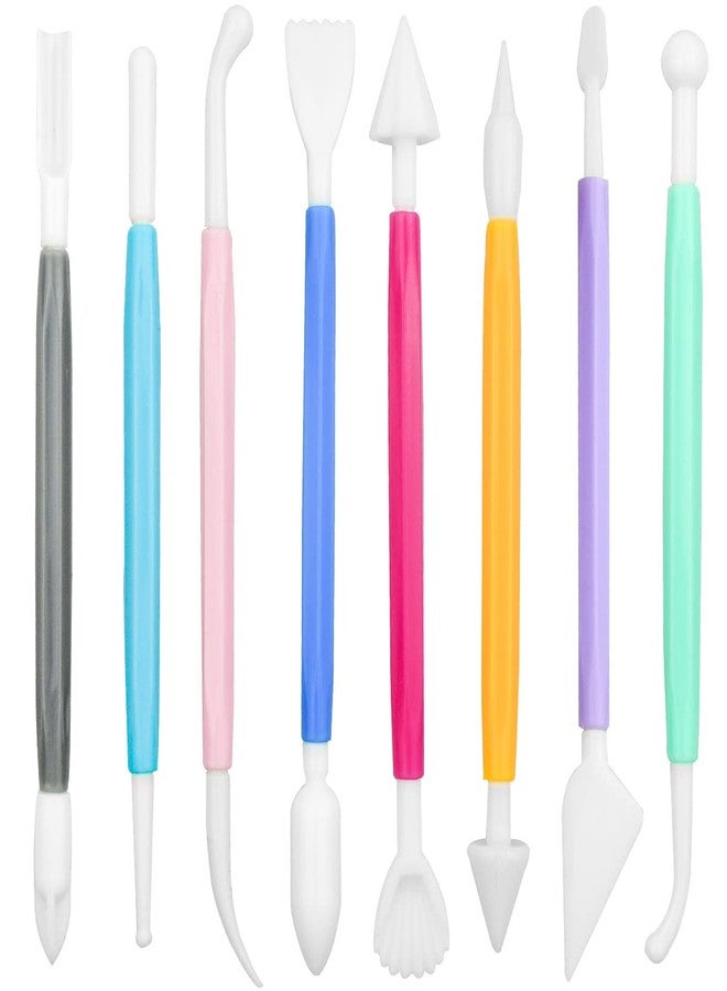 yuntop 8 Pieces Plastic Clay Modeling Tools Set Ceramic Tool Kit for Sculpting Plastic Polymer Clay Shaping Tool for Kids Double-Head Suitable for DIY Crafts Cake Carving Decorating (Assorted Colors) - Image 1