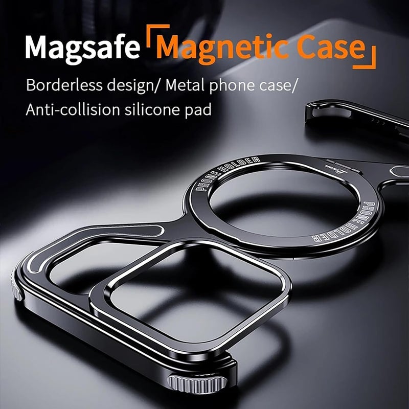 NALACAL Minimalist Z-Shaped Phone Case for iPhone 15 Pro Max - Anti-Fall Metal Frameless Design with Magnetic Bracket - Image 5