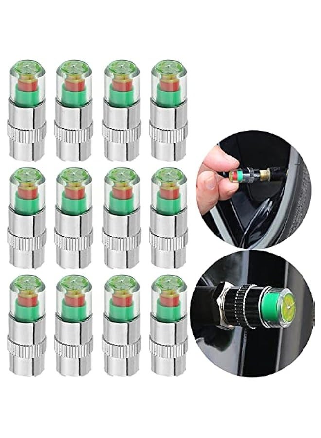 Generic 12pcs Car tire Pressure Monitor Valve stem Cap Sensor Indicator, 2.4Bar 36PSI Pressure Monitor Tire Valve Stem Caps with 3-Color Eye Alert for Cars, Motorcycles, Bicycles  - Image 1