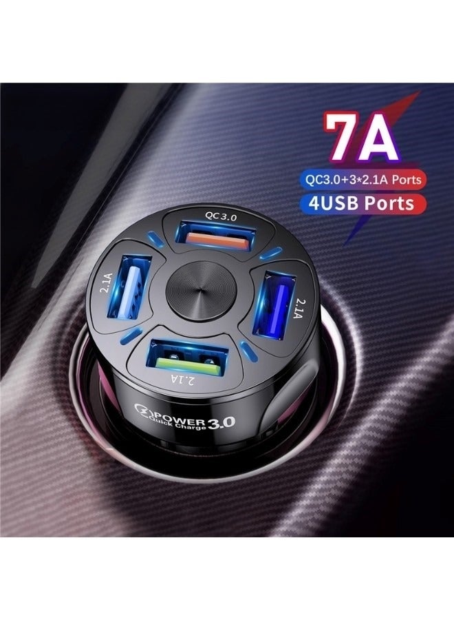 ريوكل شاحن سيارة USB بأربعة منافذ شاحن هاتف للسيارة مع منفذ QC 3.0 وشاحن ولاعة  ومحول شحن سريع متوافق مع iPhone 15 Pro Max 15 Plus 15 14 13 Galaxy S23 22 - Image 2