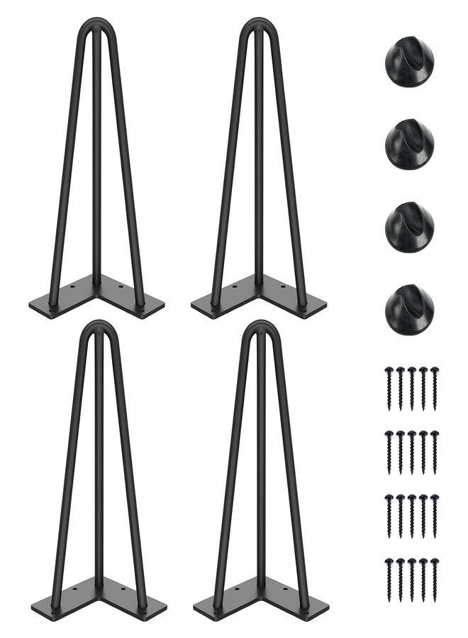 Ventuos 10-Inch Hairpin Table Legs – Heavy-Duty 1/2" Triple-Rod Steel Legs with 900lbs Load Capacity | Mid-Century Modern Legs for Coffee Tables, Side Tables & Nightstands | Black, Set of 4 - Image 1