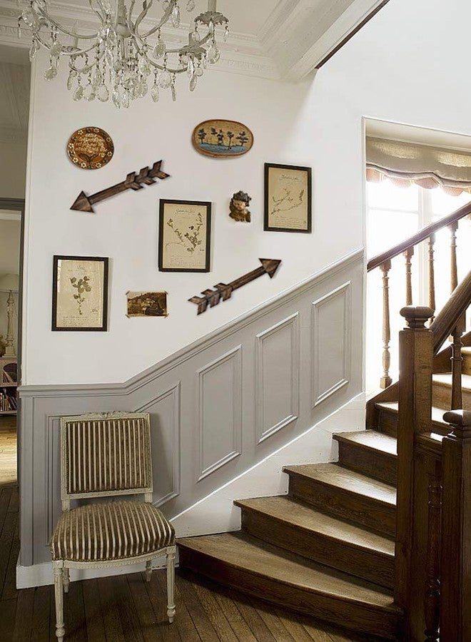 داهي ديكور حائط خشبي ريفي من داهي على شكل سهم، لوحة خشبية على شكل سهم بطول 15 بوصة، قطعة فنية معلقة على الحائط، زينة عيد الميلاد للمنزل أو حفلات الزفاف، طقم من قطعتين - Image 3