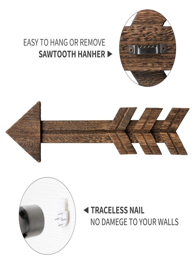 داهي ديكور حائط خشبي ريفي من داهي على شكل سهم، لوحة خشبية على شكل سهم بطول 15 بوصة، قطعة فنية معلقة على الحائط، زينة عيد الميلاد للمنزل أو حفلات الزفاف، طقم من قطعتين - Image 4