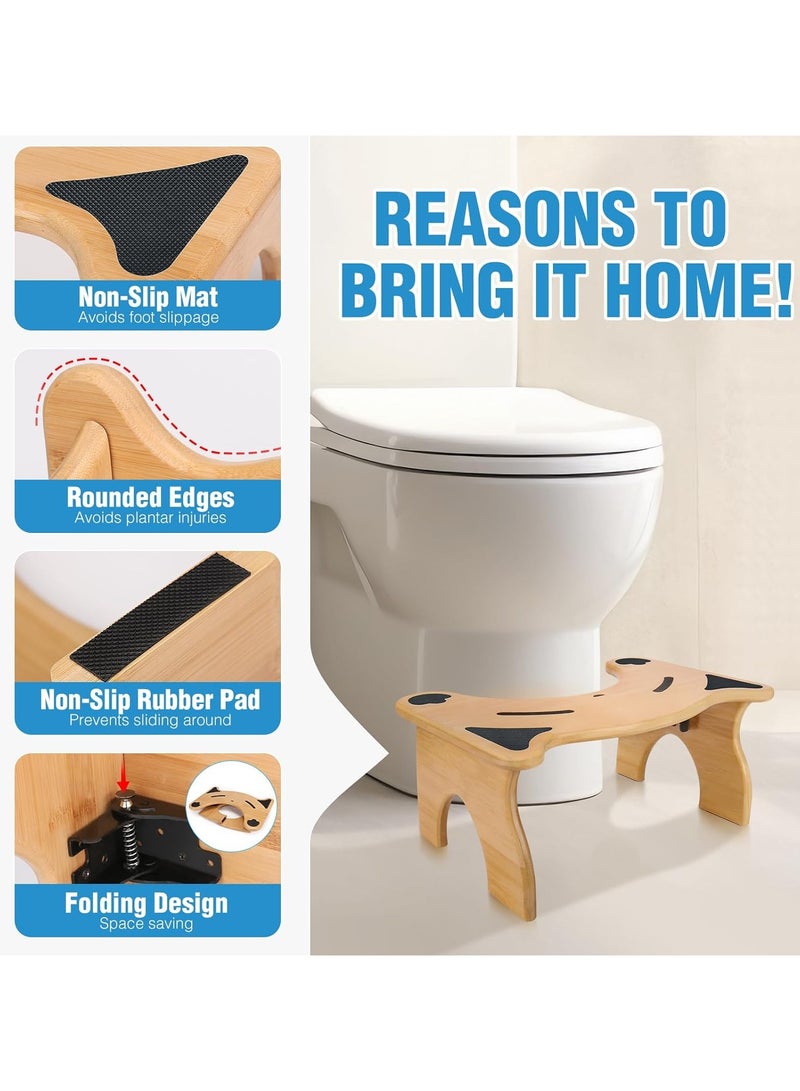 Ru syanl Bamboo Toilet Stool for Bathroom - Foldable Squat Stool with Non-Slip Pads Non-Electric Home Resting Step Stool for Easy Use  - Image 5