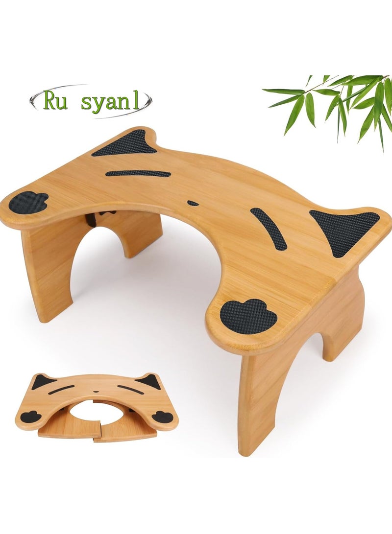 Ru syanl Bamboo Toilet Stool for Bathroom - Foldable Squat Stool with Non-Slip Pads Non-Electric Home Resting Step Stool for Easy Use  - Image 1