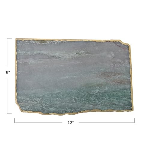 Creative Co-op Creative CoOp Rectangle Agate Slab Tray with Gold Electroplated Edge Blue - Image 3
