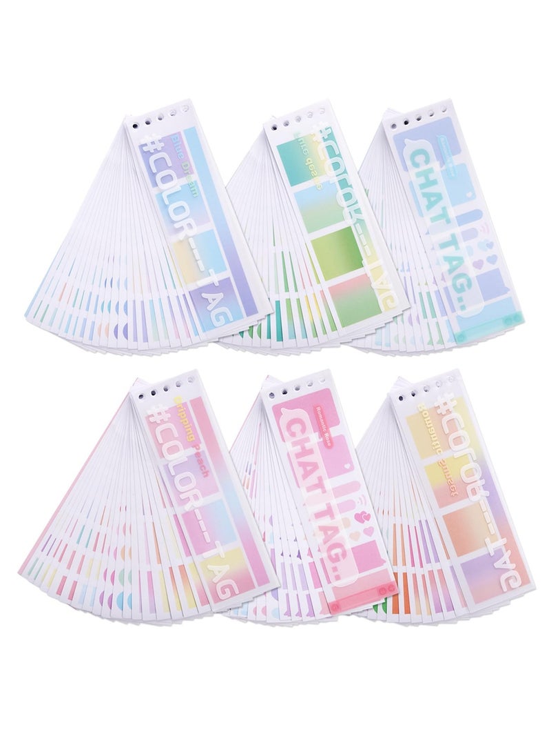 SYOSI Sticky Index Tabs for Notebooks, 120 Sheets Gradient Sticky Tabs, Adhesive File Flag Tabs, Multi-Pattern Index Tabs for Books, 6 Colors Writable Repositionable Book Tabs, for Page Markers  - Image 1