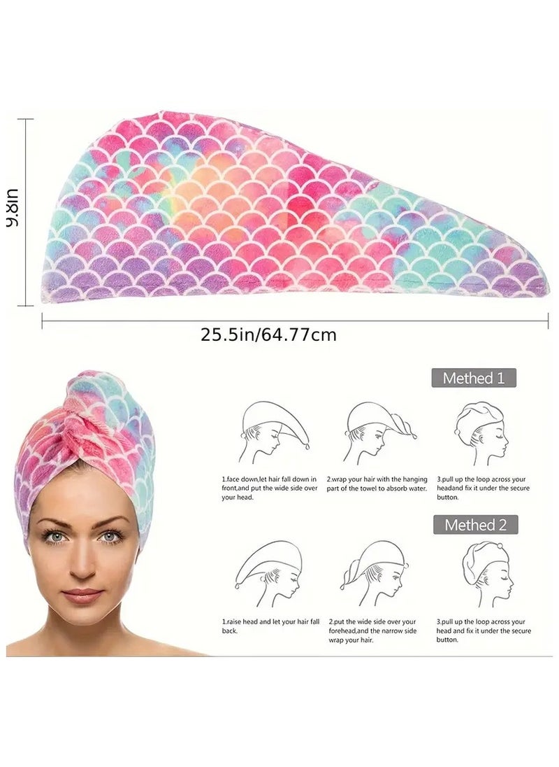 Goolsky Mermaid-Inspired Microfiber Hair Towel Wrap - Quick Dry, Soft & Absorbent Shower Cap for Women  - Image 3