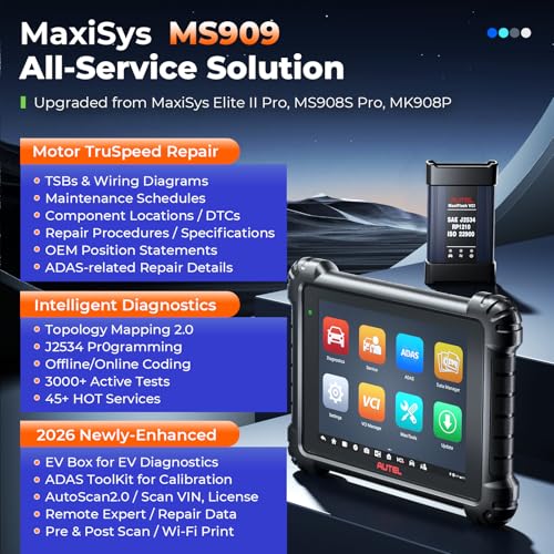 Autel MaxiSys MS909 Scanner: 2026 MS909 Scan Tool Same as MS919 Ultra, Up of MS908S PRO II Elite II, Intelligent Diagnostics, Topology 2.0, 40+ Services, Active Test - Image 3