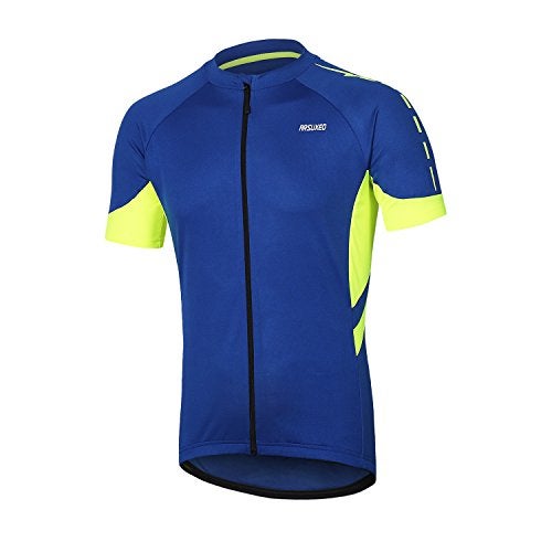 ARSUXEO Men's Short Sleeves Cycling Jersey Bicycle MTB Bike Shirt 636 Blue Size L - Image 1