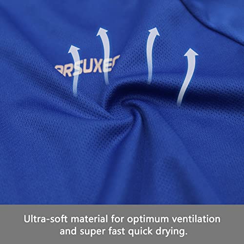ARSUXEO Men's Short Sleeves Cycling Jersey Bicycle MTB Bike Shirt 636 Blue Size L - Image 3