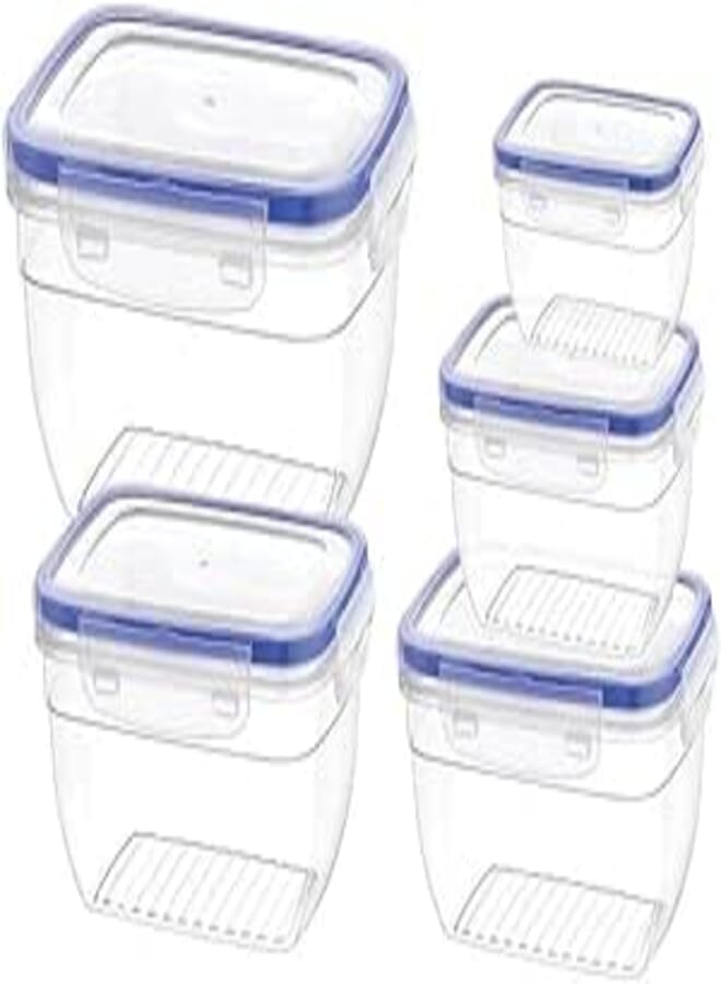 Bager Cook&Lock Rectangular Storage Container (575+1050+1850+3100+5000 Ml) (Deep), Transparent