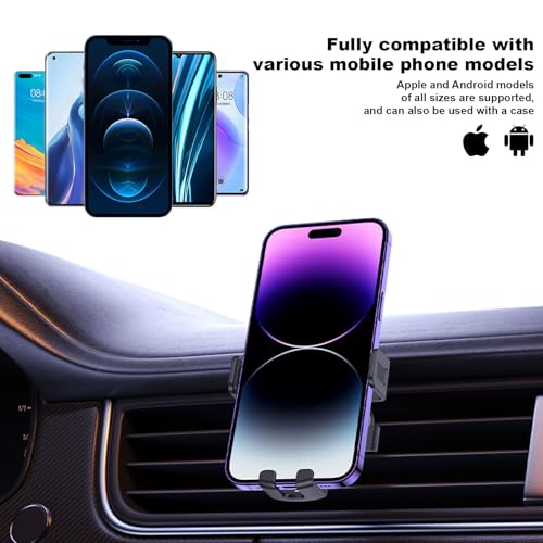 STRIFF Phone Holders for Your Car with Metal Hook Clip, Air Vent Cell Phone Car Mount, Universal Automobile Cradle Fit for iPhone Android and All Smartphones, Dark Black - Image 5