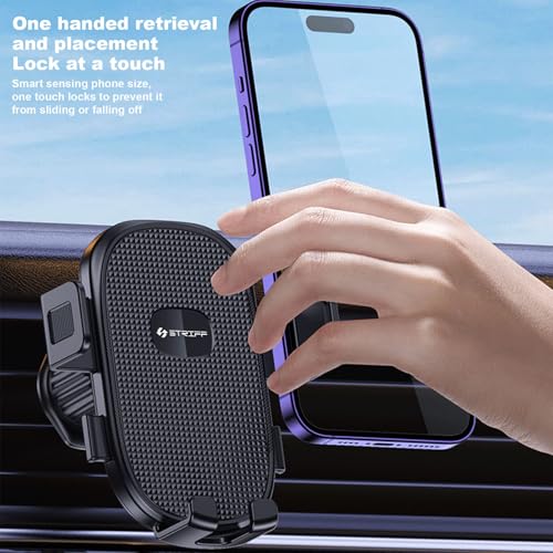 STRIFF Phone Holders for Your Car with Metal Hook Clip, Air Vent Cell Phone Car Mount, Universal Automobile Cradle Fit for iPhone Android and All Smartphones, Dark Black - Image 2
