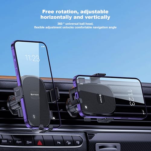 STRIFF Phone Holders for Your Car with Metal Hook Clip, Air Vent Cell Phone Car Mount, Universal Automobile Cradle Fit for iPhone Android and All Smartphones, Dark Black - Image 3