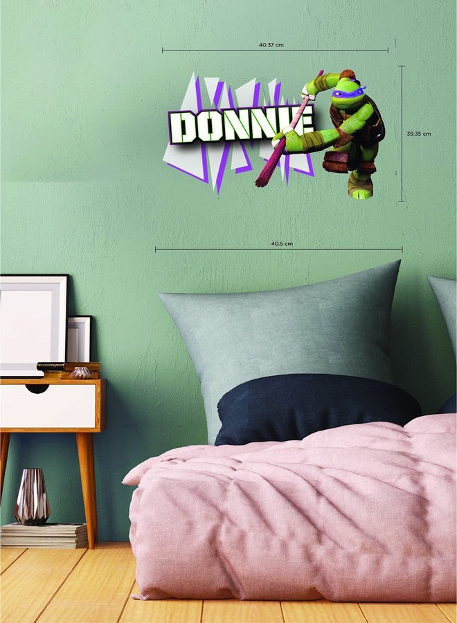 Asian Paints ملصق جداري أصلي من Asian Paints Wall Ons بتصميم سلاحف النينجا "L" - عصا دوني بو - ملصق جداري قابل للإزالة واللصق - يغطي مساحة 1.3 قدم ارتفاعًا × 1.3 قدم عرضًا على الحائط - ديكور غرفة الأطفال - Image 3