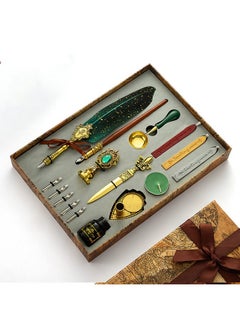 ® Quill Pen And Ink Set, Calligraphy Feather Pen With Wax Seal Stamp, Includes Feather Dip Pen, Ink, 5 Replacement Nibs, 3 Wax Seal Sticks,Pen Nib Base,Seal Stamp, White Wax,Spoon (Green) - pzsku/Z3D81A3F69D6D257D24B4Z/45/_/1735817606/5e73e747-2a24-45ff-af10-66130d801370