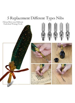 ® Quill Pen And Ink Set, Calligraphy Feather Pen With Wax Seal Stamp, Includes Feather Dip Pen, Ink, 5 Replacement Nibs, 3 Wax Seal Sticks,Pen Nib Base,Seal Stamp, White Wax,Spoon (Green) - pzsku/Z3D81A3F69D6D257D24B4Z/45/_/1735817612/0ab458e3-c7ba-4cb5-b564-195774b01866