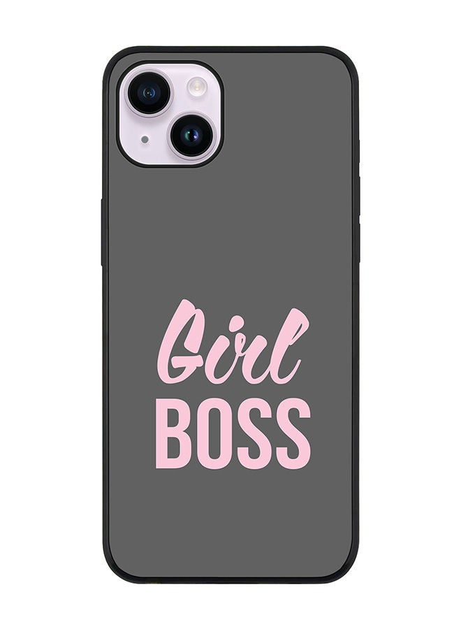 Stylizedd Rugged Black edge case for Apple iPhone 14 Plus Slim fit Soft Case Flexible Rubber Edges Anti Drop TPU Gel Thin Cover - Girl Boss (Grey) - Image 1
