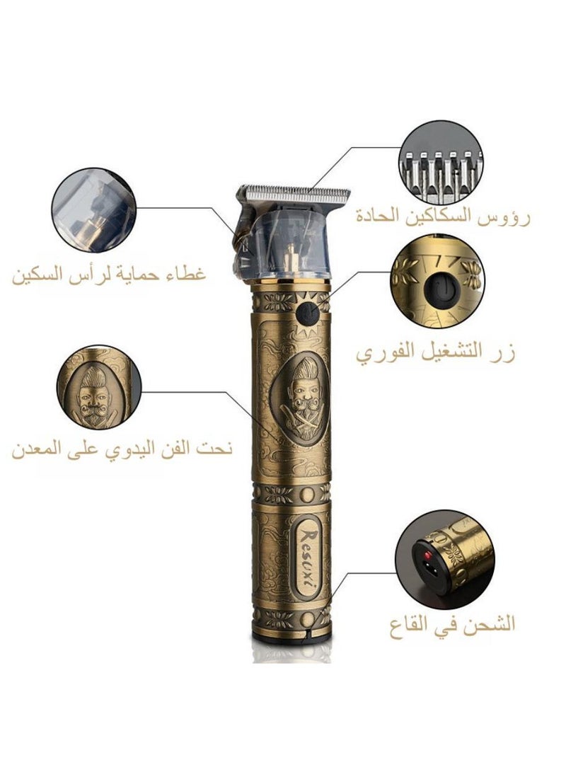 Gasin 7-Piece Set of Professional Hair Clippers and Men's Multi-Functional Hair Trimmer with Blades, Model V-228 Gold, Dimensions: 64 x 30 x 40 cm  - Image 2