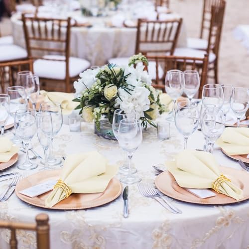 MCEAST Satin Cloth Napkins and Napkin Rings Set of 8, Smooth Fabric Table Napkins and Napkin Holder for Wedding, Birthday Dinner Party, Family Gatherings, Table Decor (Ivory, 17 x 17 Inches) - Image 5