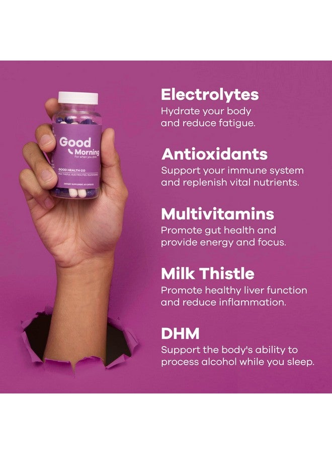Good Morning Hangover Pills | 88.89% Effective at Hangover Prevention in Clinical Trial | After Alcohol Aid with DHM, Milk Thistle, and Electrolytes to Help You Party Smart. Cheers - Image 4