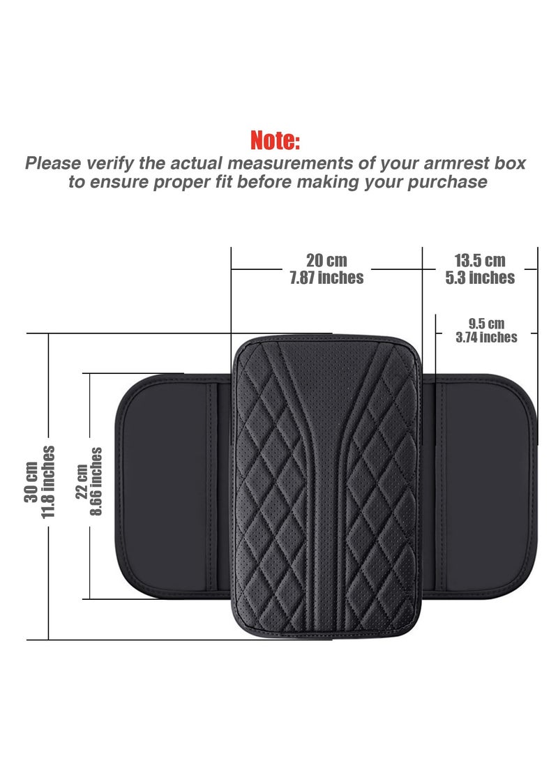 Car Center Console Cover with 2 Storage Bags - Premium Nappa Leather Armrest Cover, Scratch  Wear Resistant, Waterproof Car Interior Accessories (Upgrade - Black) - Image 2