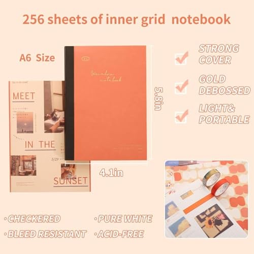 WEMOL 346Pcs Vintage Journal Scrapbook Pack Kit for Art Journaling Bullet, Planners DIY Paper Stickers, Craft Kits Notebook, Collage Album Aesthetic Sticker (Orange) - Image 5
