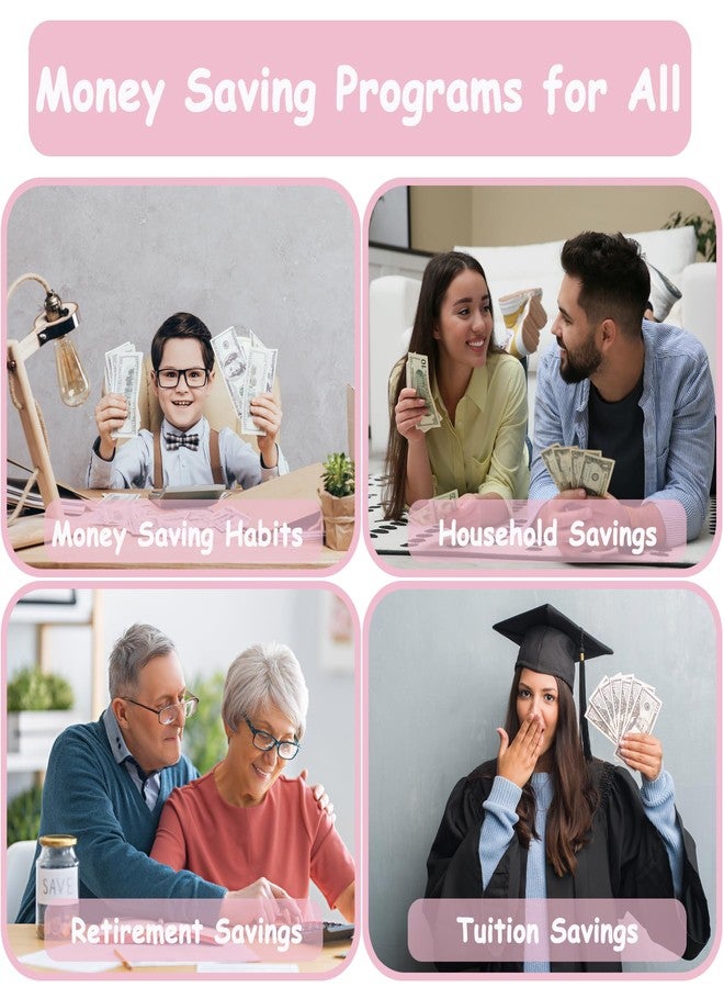 Antner (2 Sets) A5 Money Saving Binder - 100 Envelopes Money Saving Challenge Book & 52 Week Savings Challenge Binder with Pre-Printed Pockets and Trackers for Budgeting, Pink & Black - Image 5