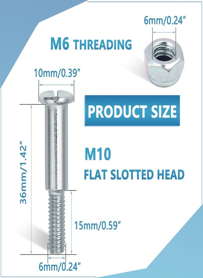 Minho Motorcycle Handlebar Lever Pivot Bolt in Low Carbon Steel Material,M10 Flat Slotted Head,M6 Threading,Overall Lenght 36mm,Compatibel with 22mm Handlebar Clutch Levers - Image 2