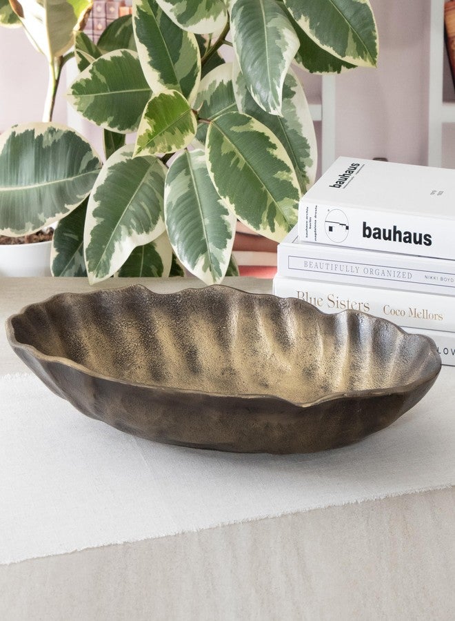 ANDALUCA Set of 2 Oval Metal Decorative Table Bowls, Bronze Finish - Image 4
