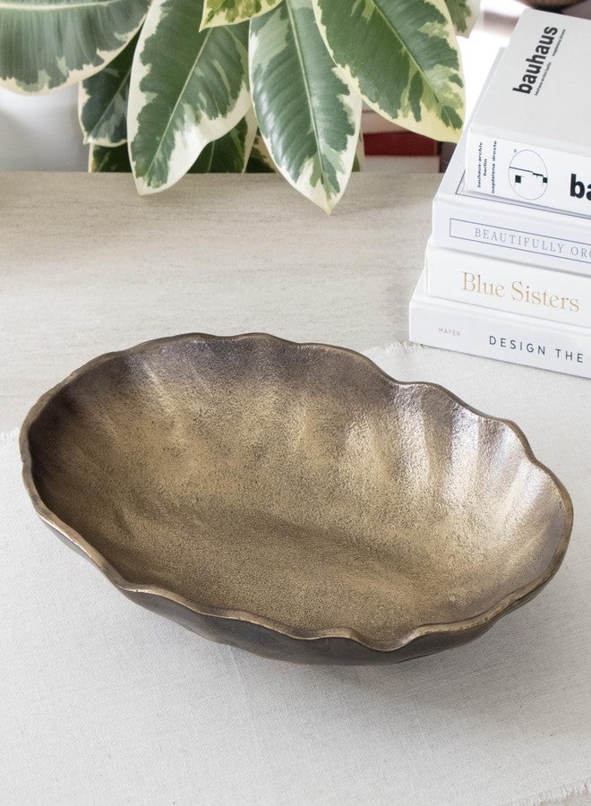 ANDALUCA Set of 2 Oval Metal Decorative Table Bowls, Bronze Finish - Image 5