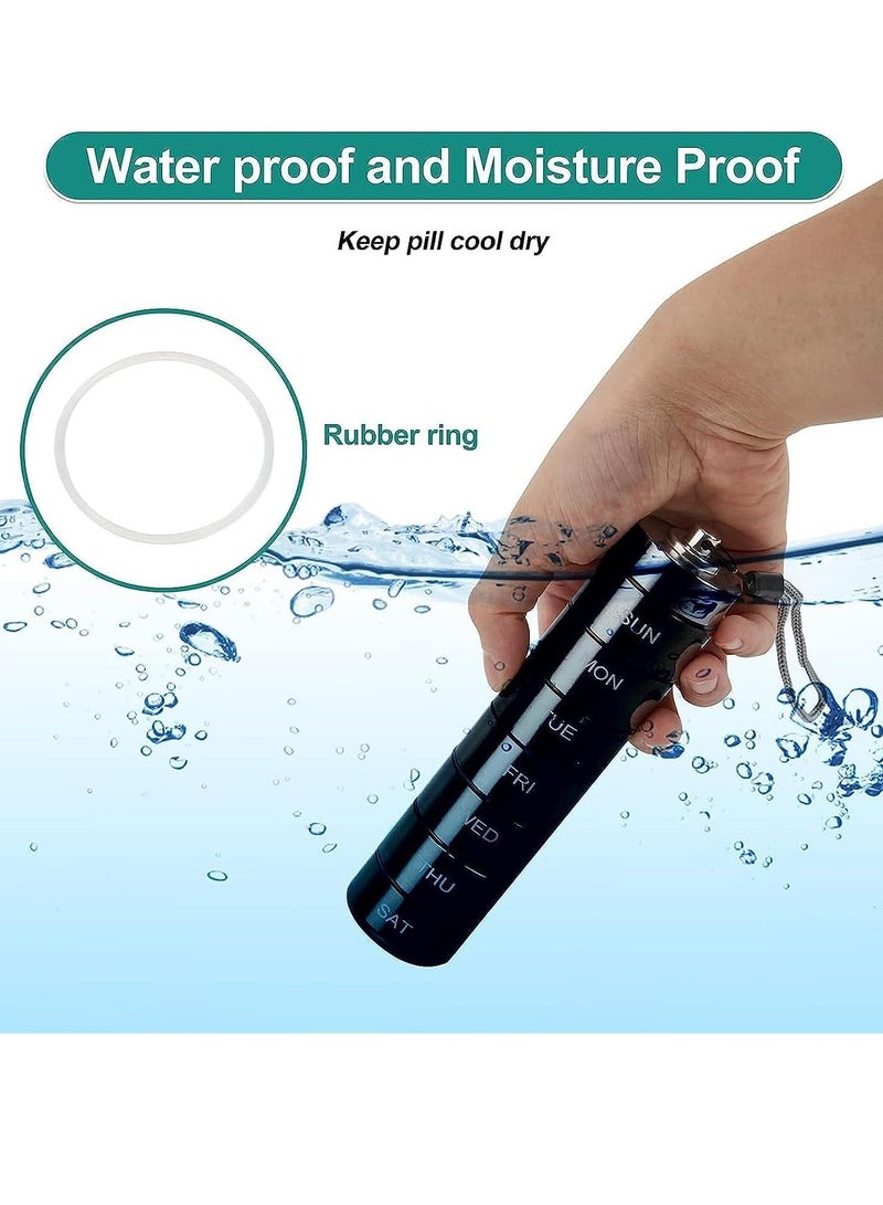 SOLARAE Metal Pill Organizer, Weekly Stackable Waterproof Travel Pill Box Travel Hiking 7 Day Pill Box Case Date Display, Large Compartment to Hold Pills Vitamins Capsules, Fish Oil, Supplements Black - Image 5