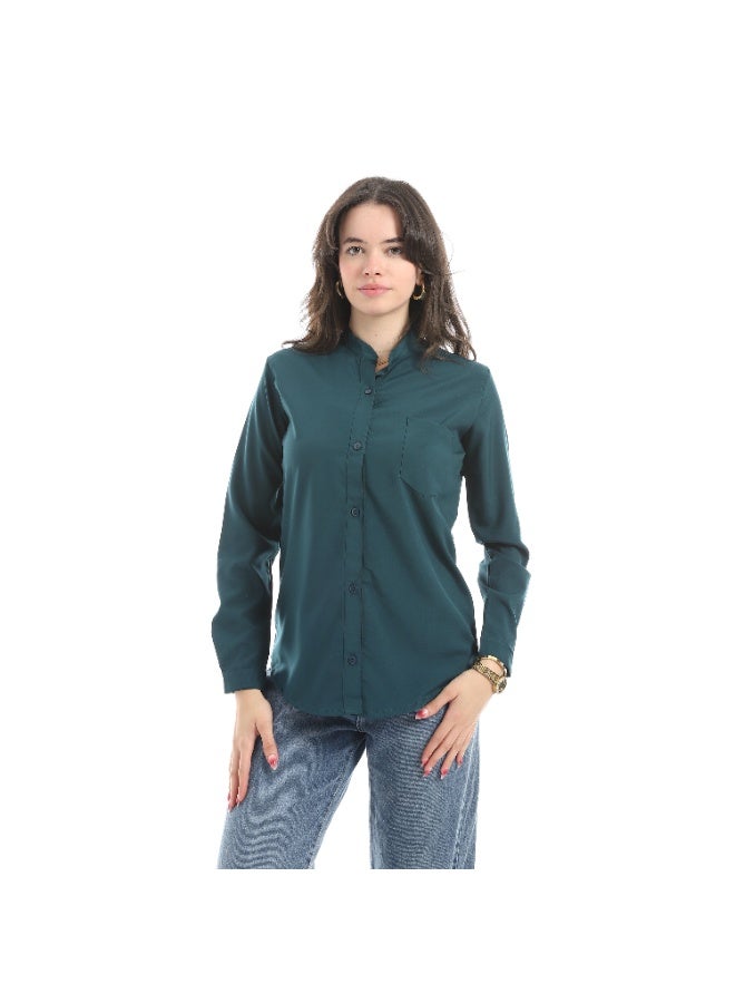 Master Jeans Women Casual Roll Up Sleeves Shirt - Image 1