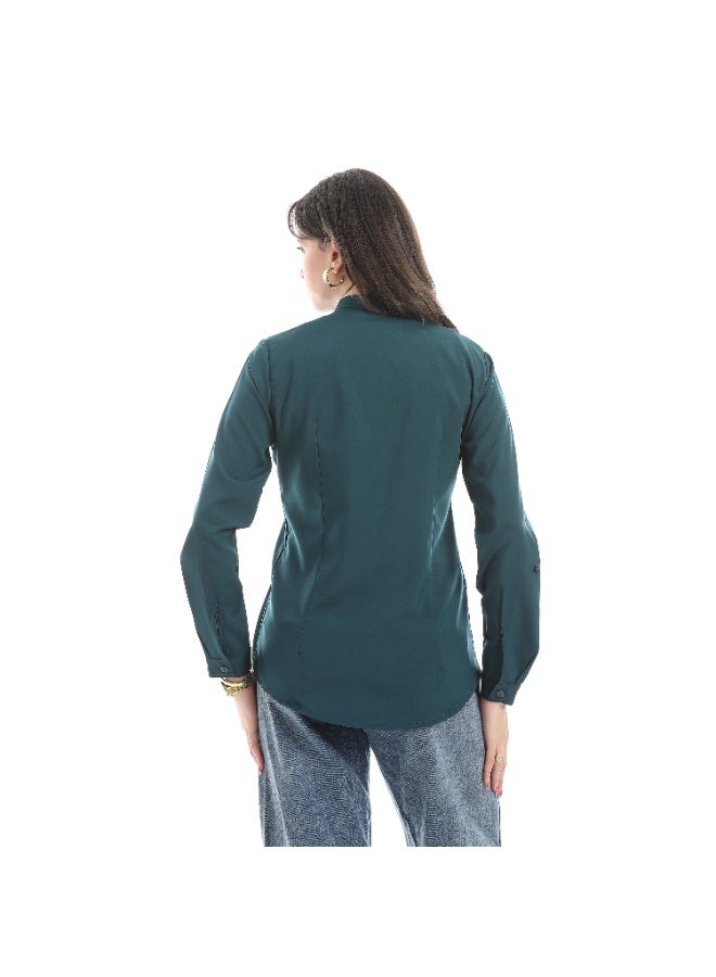 Master Jeans Women Casual Roll Up Sleeves Shirt - Image 3