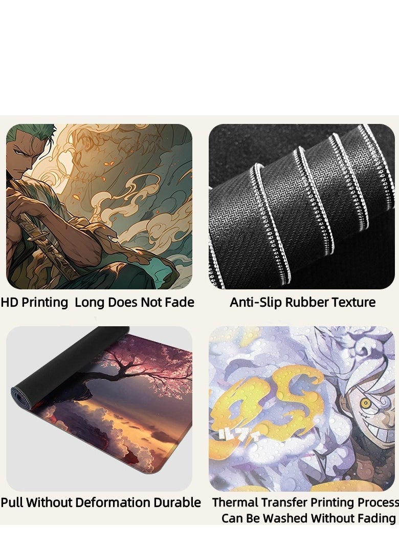 QZ - Anime One Piece Mouse Pad, Extended Large Gaming Mouse Pad, Non-Slip Rubber Base And Stitched Edge Desk Pad For Computer Home Office Work And Study - Image 1