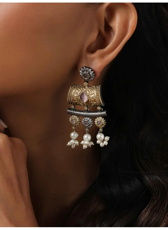 trueBrowns trueBrowns Silver Gold Tone Dangle Earrings