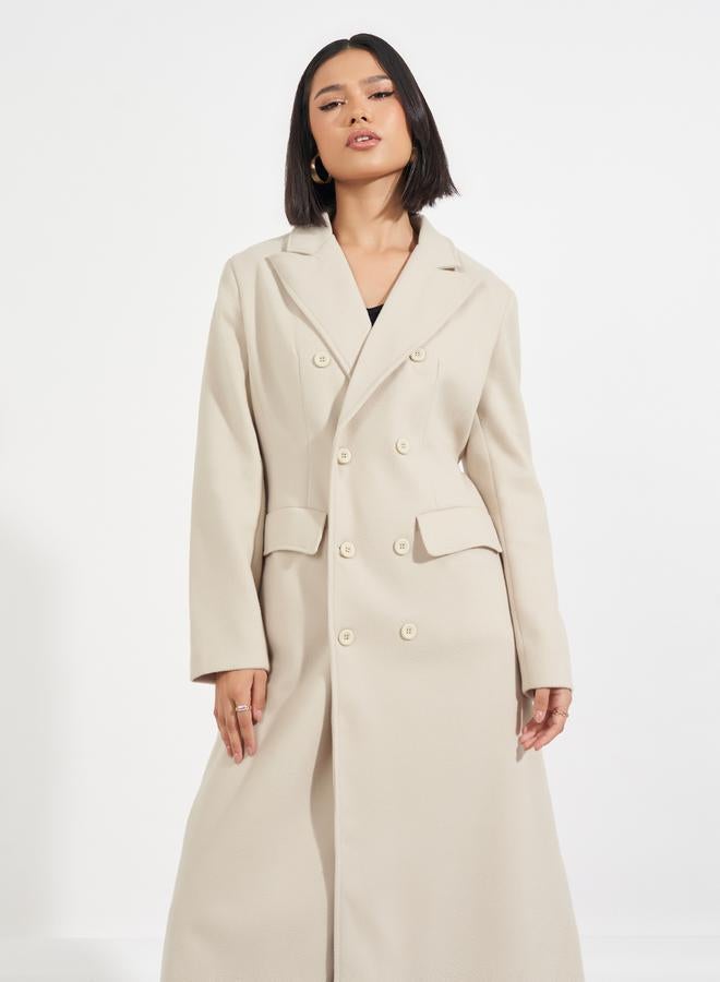 ستايلي معطف بصفين أزرار وقصة عادية - Image 3