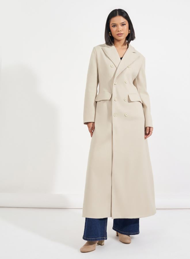 ستايلي معطف بصفين أزرار وقصة عادية - Image 1