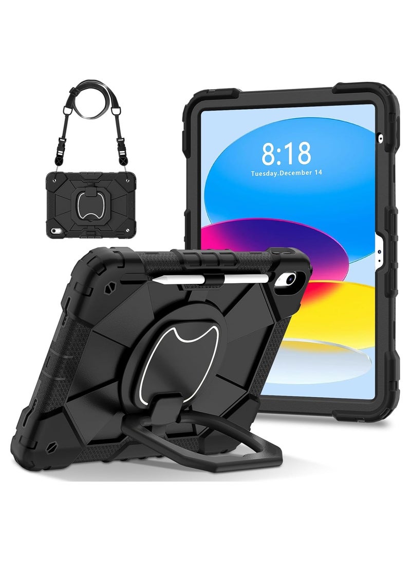 general iPad A16 11th Generation 11-inch 2025 10th Generation 10.9-inch 2022 Case Kid-Friendly Case with Pen Holder and Shoulder Strap Foldable Stand Thick Heavy Duty Shockproof Case - Image 1