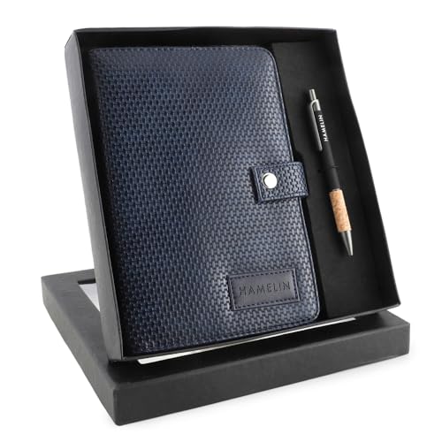 HAMELIN Notebook Diary & Pen 2026 | To Do List Journal Set | Undated Daily Planner & Organizer for Personal & Office Use | Ideal Gift Set for Men & Women | A5 | 200 Ruled Pages | 80 GSM | Blue grid - Image 1