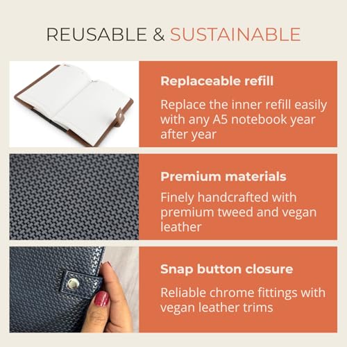 HAMELIN Notebook Diary & Pen 2026 | To Do List Journal Set | Undated Daily Planner & Organizer for Personal & Office Use | Ideal Gift Set for Men & Women | A5 | 200 Ruled Pages | 80 GSM | Blue grid - Image 4