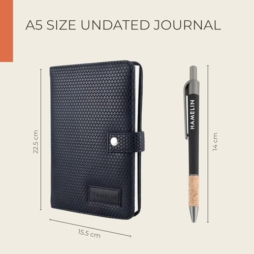 HAMELIN Notebook Diary & Pen 2026 | To Do List Journal Set | Undated Daily Planner & Organizer for Personal & Office Use | Ideal Gift Set for Men & Women | A5 | 200 Ruled Pages | 80 GSM | Blue grid - Image 2