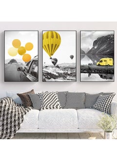FASHION HOME 3PCS Wall Art Bright Style Minimalist Decor Modern Abstract Canvas Prints Poster Picture Framed Paintings Decorations  - Image 2